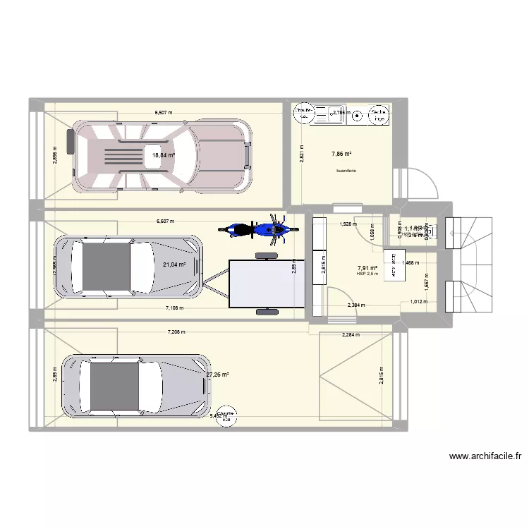 plan garage + wc +escalier. Plan de 12  et 156 m²