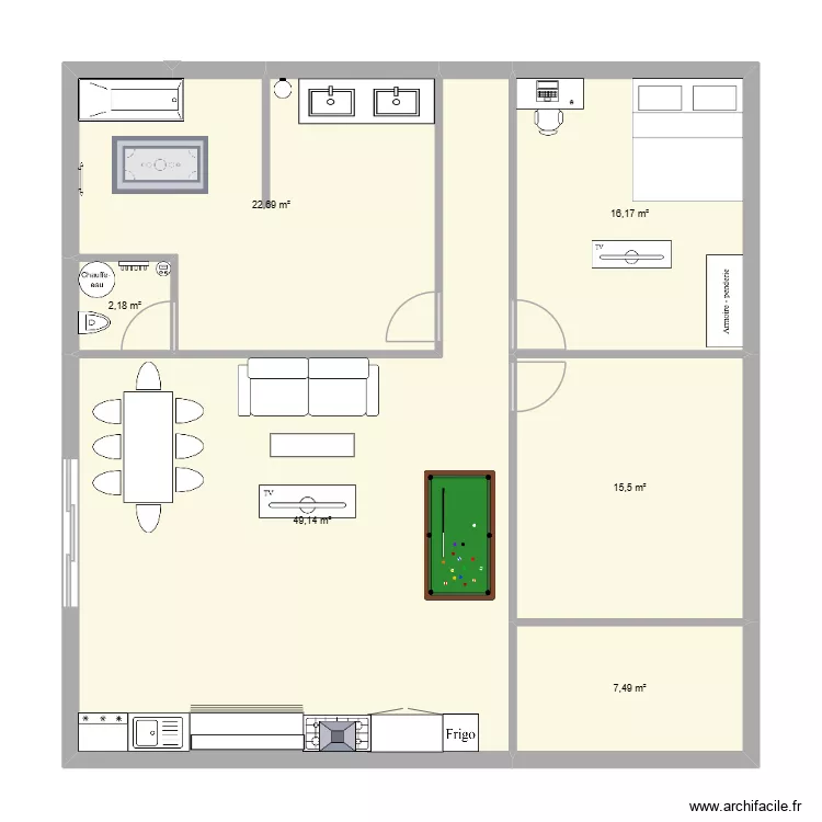 maison. Plan de 6  et 113 m²