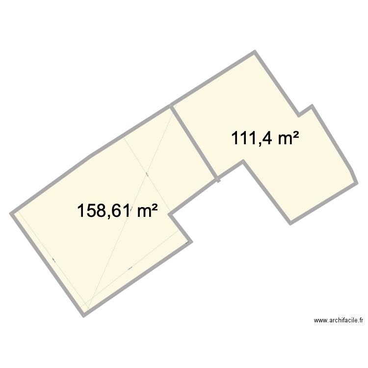 Les Villettes. Plan de 2 pièces et 270 m2