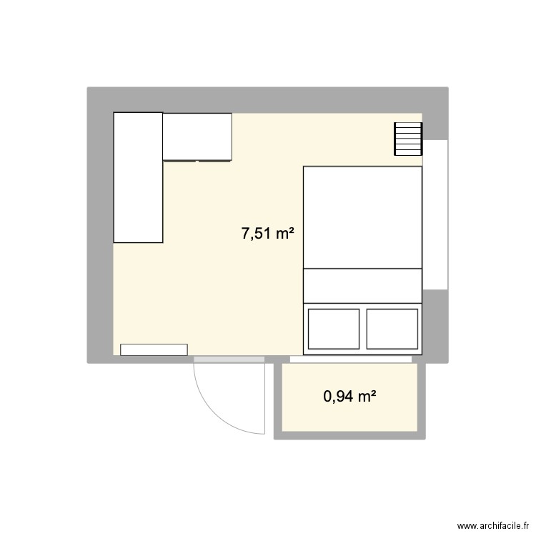 chambre rennes. Plan de 2 pièces et 8 m2