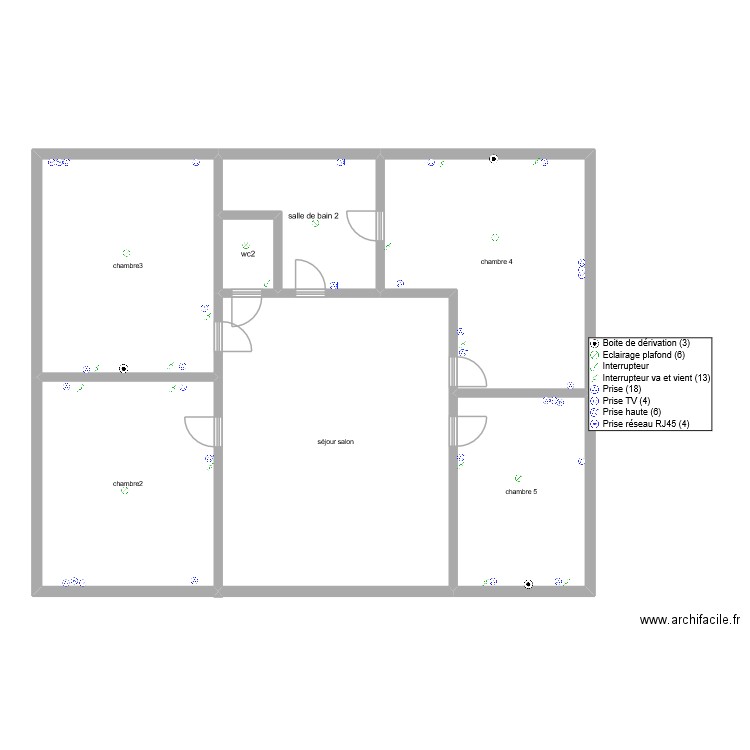 lilian ceroni 1er étage elec. Plan de 7 pièces et 160 m2