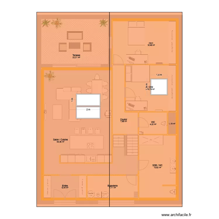 Maison Pontivy / Fenetre de toit. Plan de 10  et 154 m²