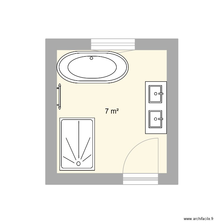 salle de bain 2. Plan de 1 pièce et 7 m2