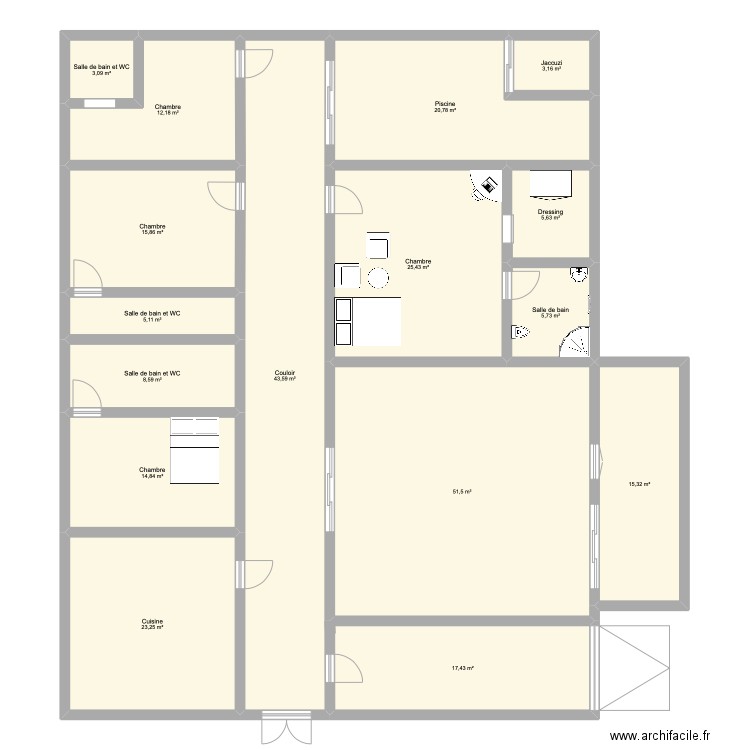 maison toubib diallaw. Plan de 16 pièces et 271 m2