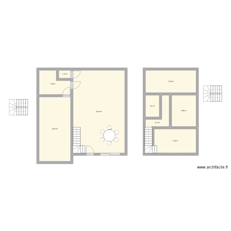 Plan maison V3. Plan de 9 pièces et 127 m2