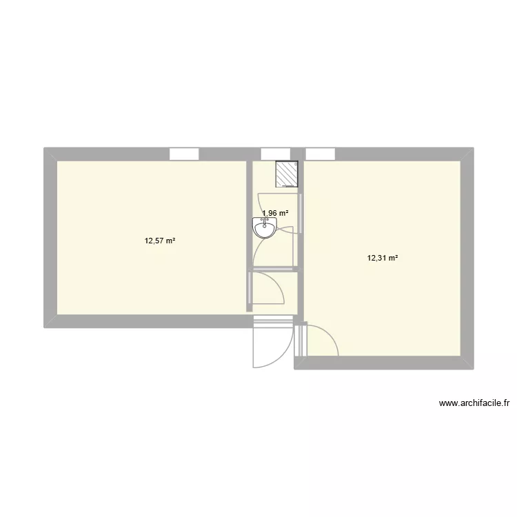 SALLE DE BAIN 2. Plan de 3 Pièces et 27 m² SALLE DE BAIN 2. Plan de 3 Pièces et 27 m²