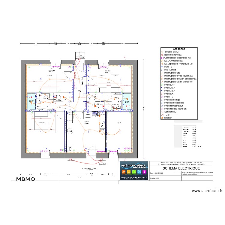 Plan électrique GRONDIN - indice A - 25-12-02. Plan de 0 pièce et 0 m2