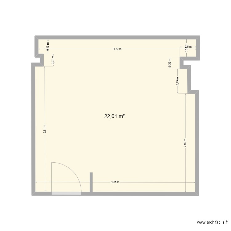 Projet OPMP. Plan de 1 pièce et 22 m2