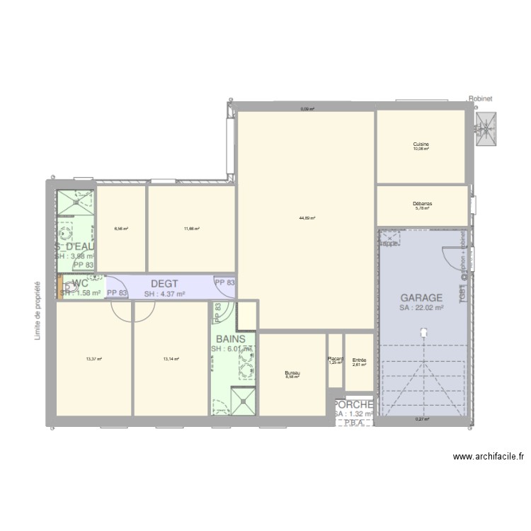 Test 1. Plan de 12 pièces et 118 m2