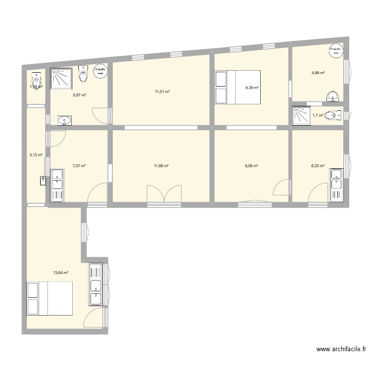 Tassigny 2025. Plan de 12 pièces et 85 m2
