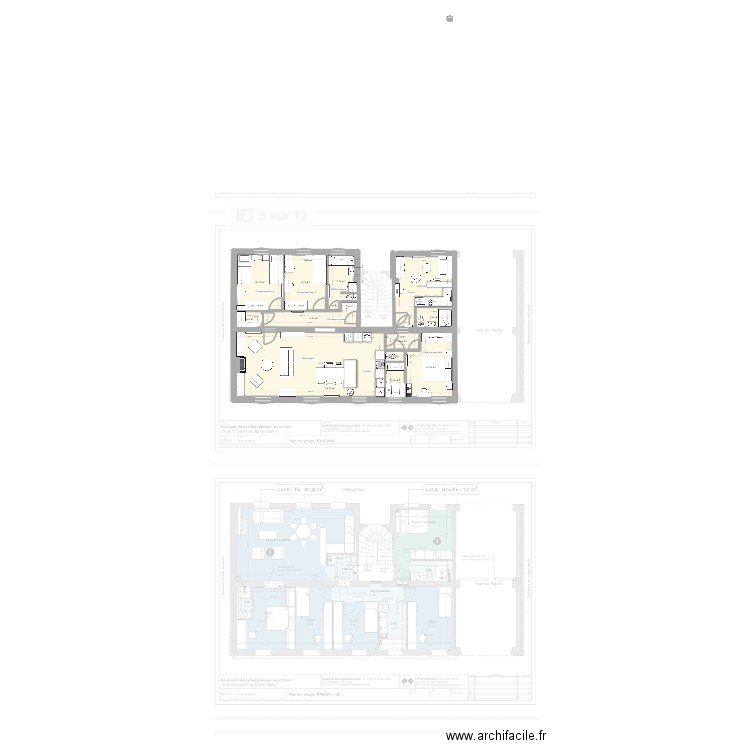 appart clichy 8. Plan de 13 pièces et 109 m2