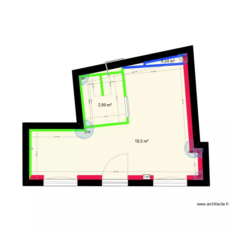 Appartement 1 Placo. Plan de 