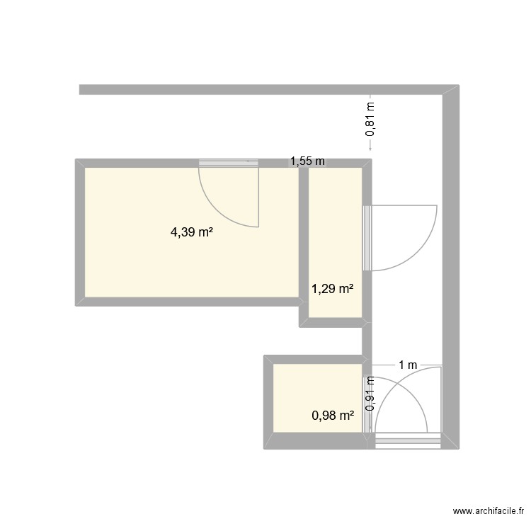 Appartement Etienne. Plan de 3 pièces et 7 m2
