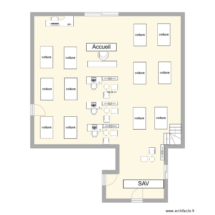 plan bmw. Plan de 1 pièce et 107 m2
