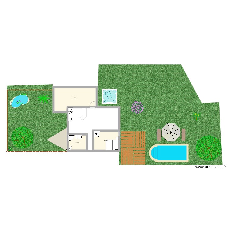 mobil home. Plan de 3 pièces et 38 m2