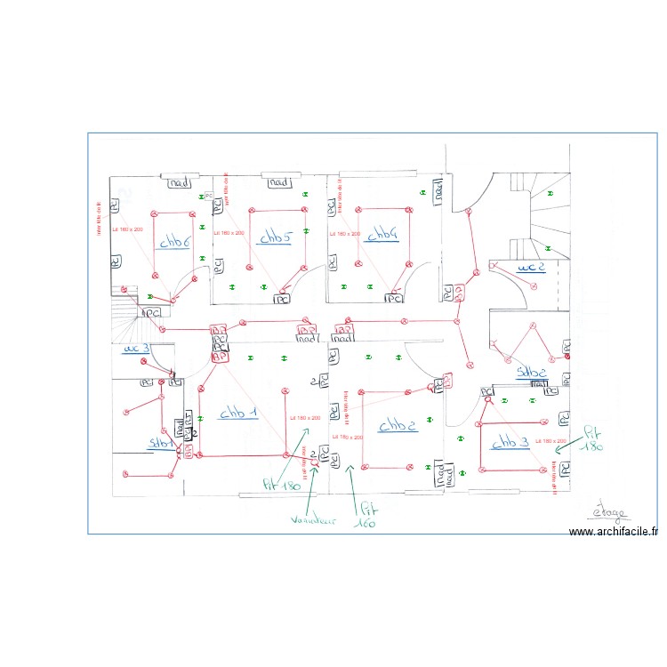 2024-04-17-1er Etage Implantation Elec. Plan de 0 pièce et 0 m2