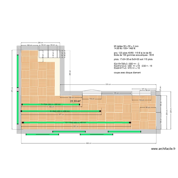 Terrasse maison_avec distances 50x50. Plan de 0 pièce et 0 m2
