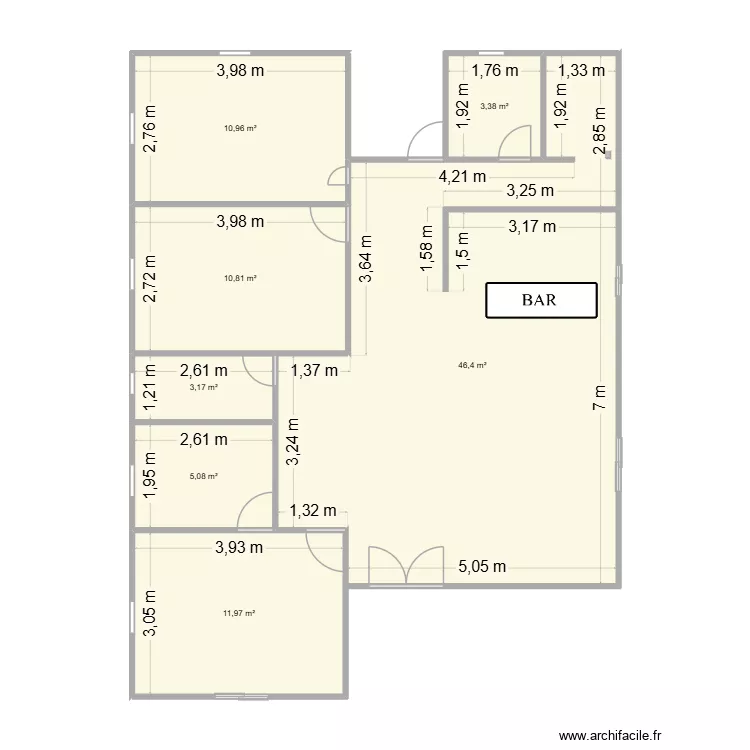 Nouveau plan. Plan de 7  et 92 m²
