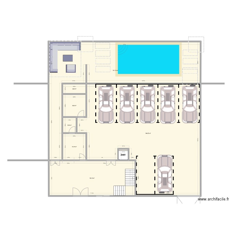 PROJET R+4 2025. Plan de 60 pièces et 1741 m2
