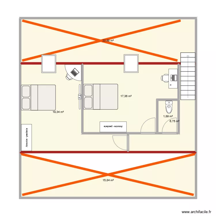 R+3 lot 11 comble Yvetot 5 90m². Plan de 6 et 83 m² R+3 lot 11 comble Yvetot 5 90m². Plan de 6 et 83 m²