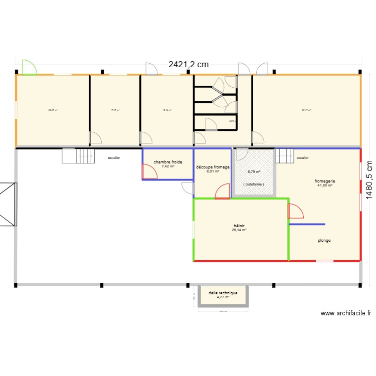 plan panneau frigo la Marmitte. Plan de 15 pièces et 216 m2