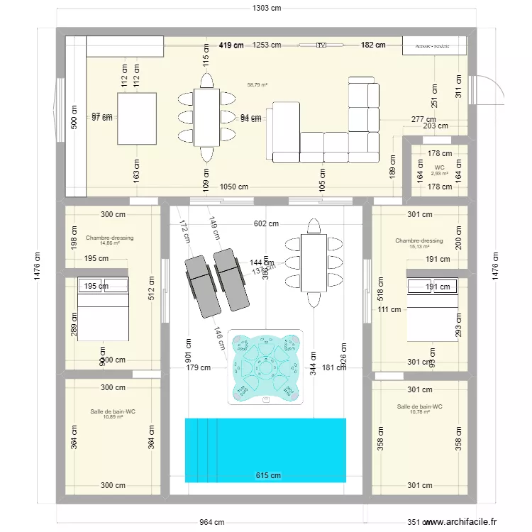 Maison-Patio. Plan de 