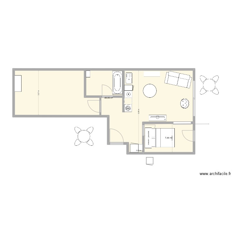menton alain 2. Plan de 2 pièces et 57 m2
