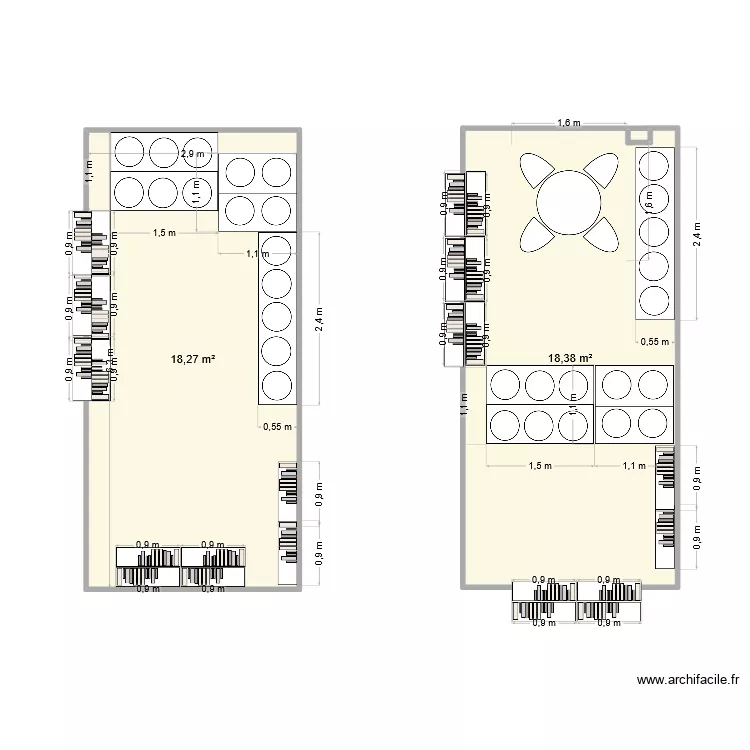 entre 2-2. Plan de 2  et 37 m²