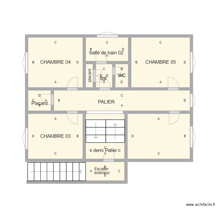 etgae vauveert. Plan de 13 pièces et 27 m2