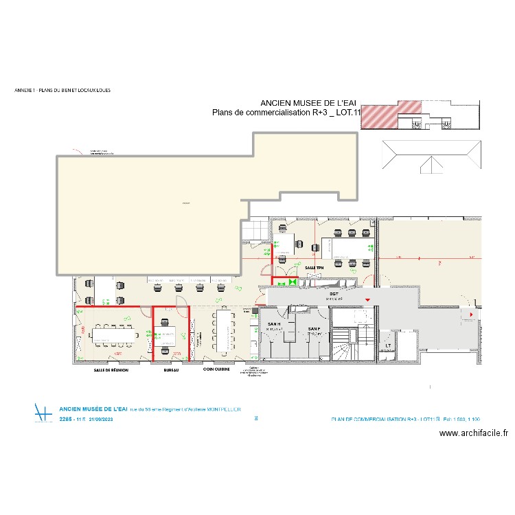 Bureaux Mathemathic Montpellier. Plan de 1 pièce et 213 m2