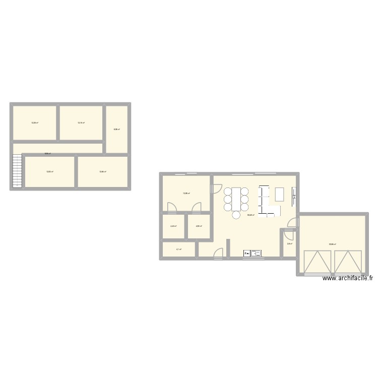 POUSSAN. Plan de 13 pièces et 181 m2
