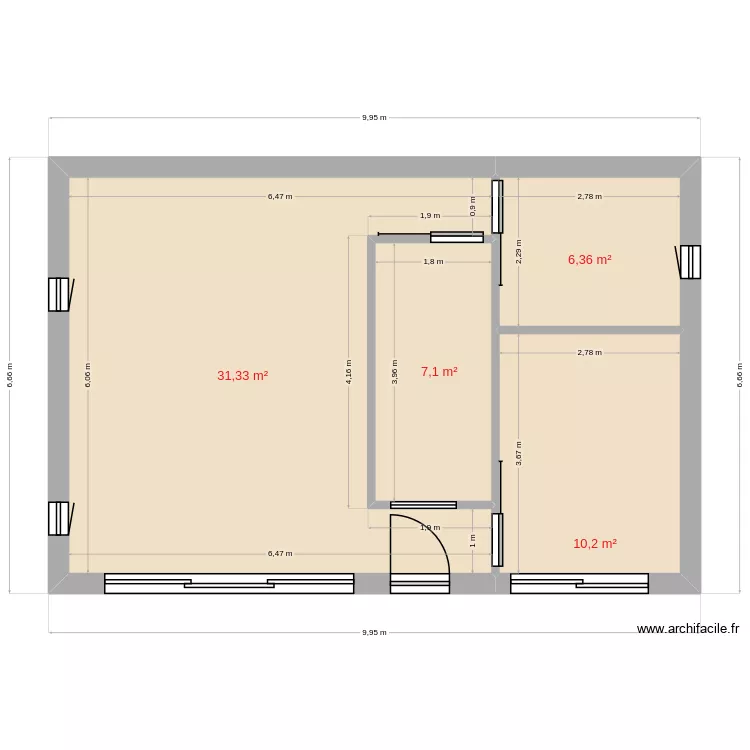 2ch 55m2 new3 sans meuble. Plan de 4 et 55 m² 2ch 55m2 new3 sans meuble. Plan de 4 et 55 m²