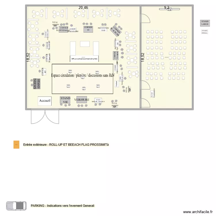 Business ARENA avec notes. Plan de 2  et 549 m²