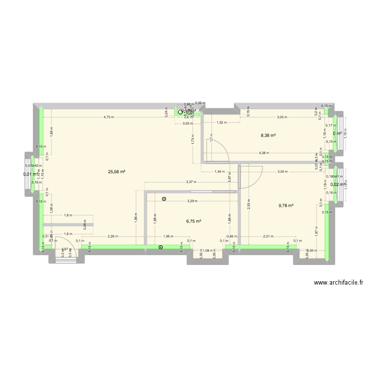 appart FINI 2. Plan de 8 pièces et 51 m2