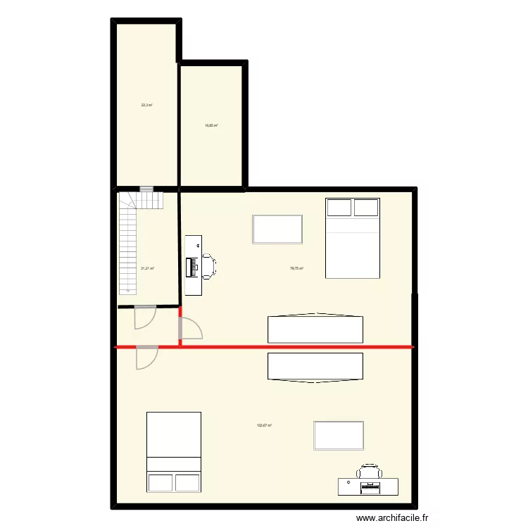 grenier Andrea idée 2. Plan de 5 pièces et 243 m² grenier Andrea idée 2. Plan de 5 pièces et 243 m²