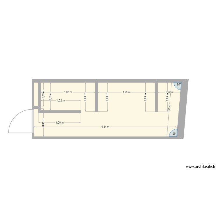 Hauguel Sdb. Plan de 2 pièces et 7 m2