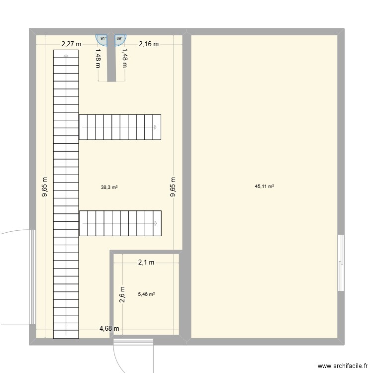 kei. Plan de 3 pièces et 95 m2
