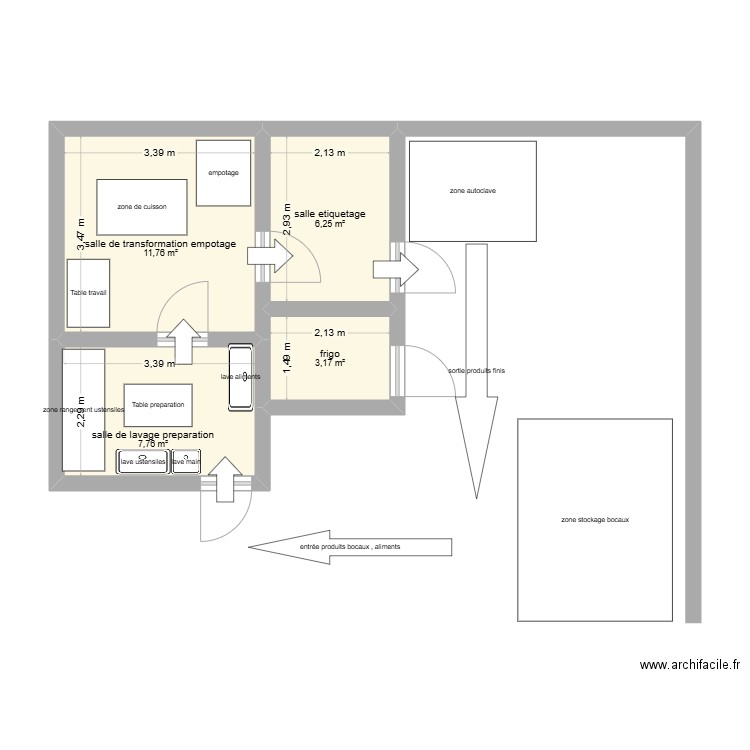 local transfo. Plan de 4 pièces et 29 m2