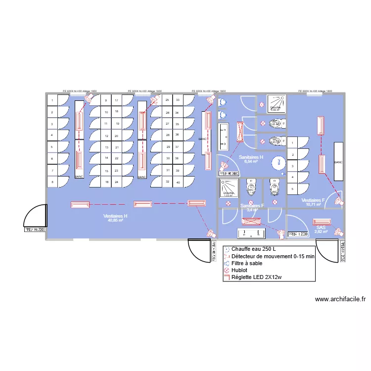 LEBRUN SA. Plan de 11 pièces et 70 m²