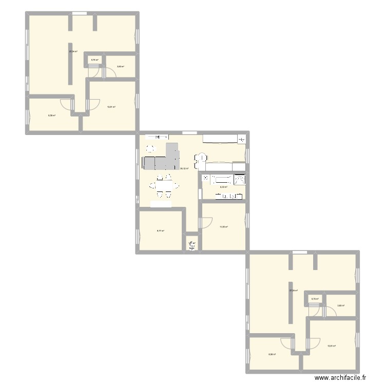 Maison actuelle. Plan de 15 pièces et 194 m2