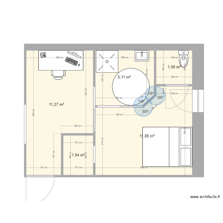 Ozon - Projet Chambre-SDB - Projet 1. Plan de 0 pièce et 0 m2