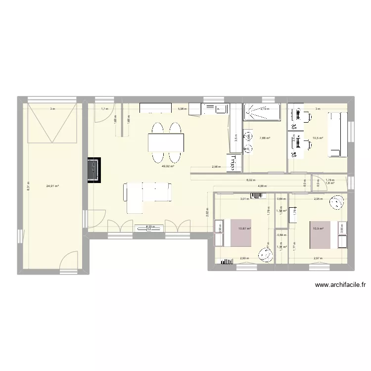 Maison Bagard meubl&eacute;. Plan de 