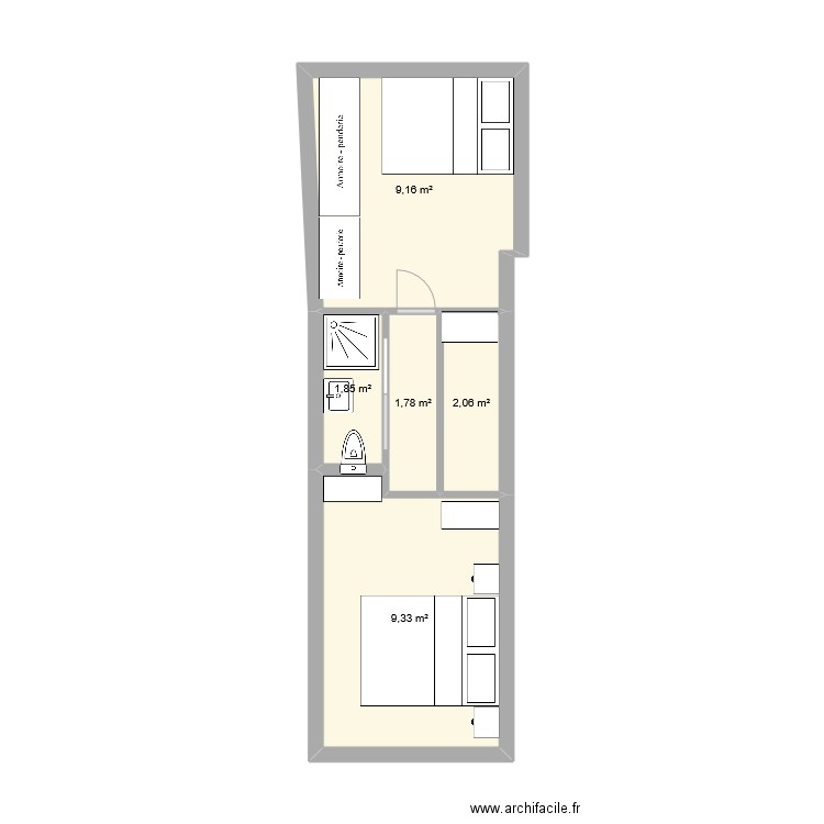 etage alina. Plan de 5 pièces et 24 m2