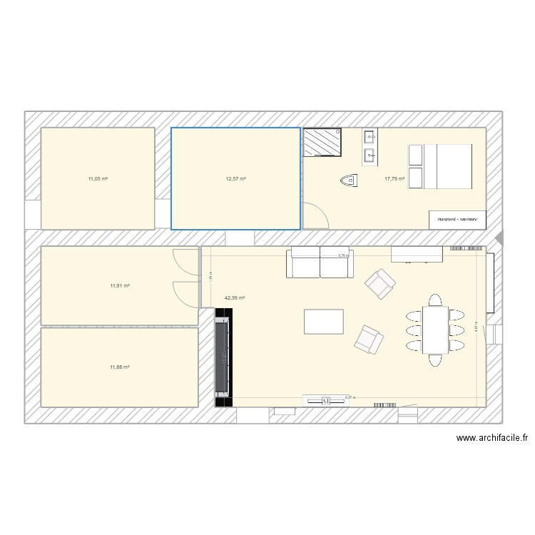 PARENTS. Plan de 6 pièces et 108 m2