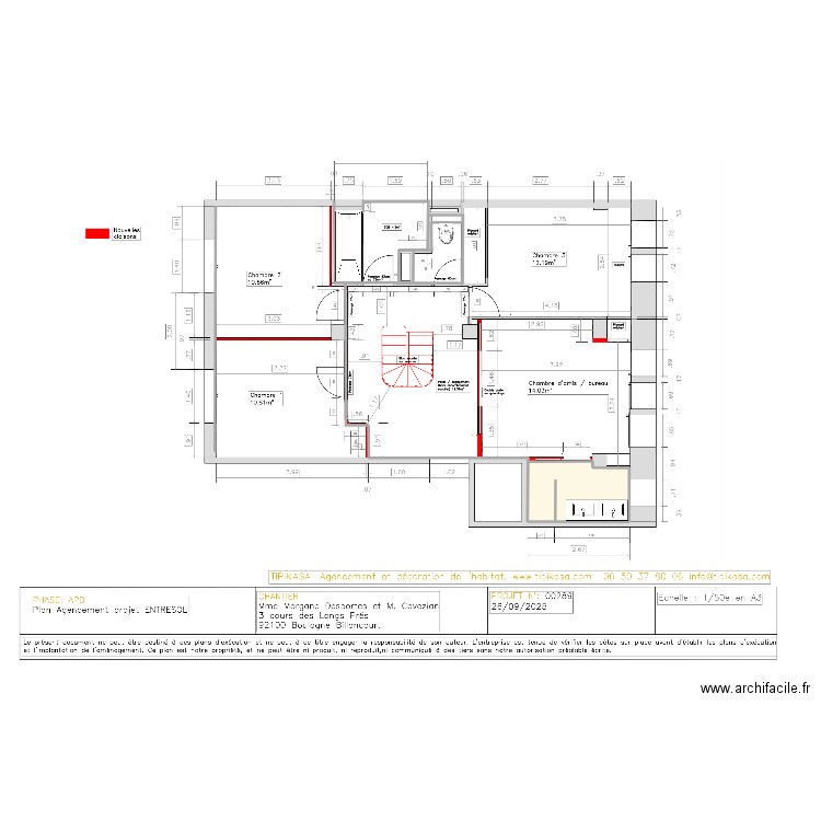 CAVEZIAN. Plan de 1 pièce et 63 m2