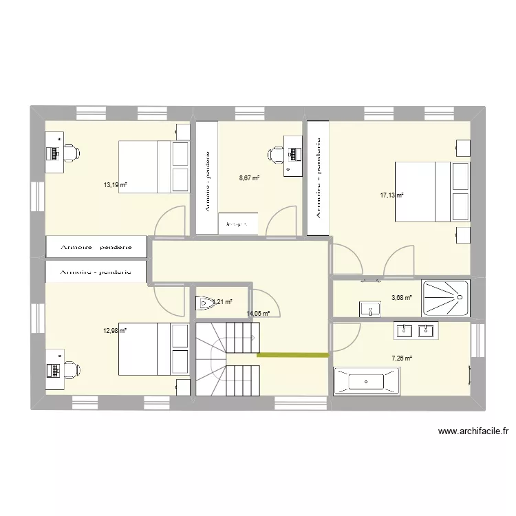Eco1Etage. Plan de 8 pièces et 78 m²