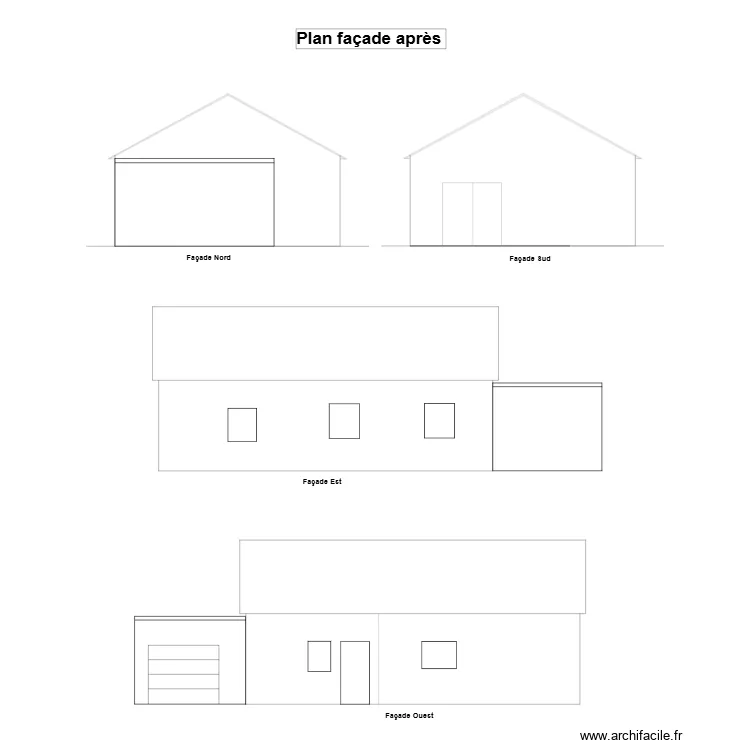 PLAN DE FACADE apr&egrave;s - LE MICHEL. Plan de 