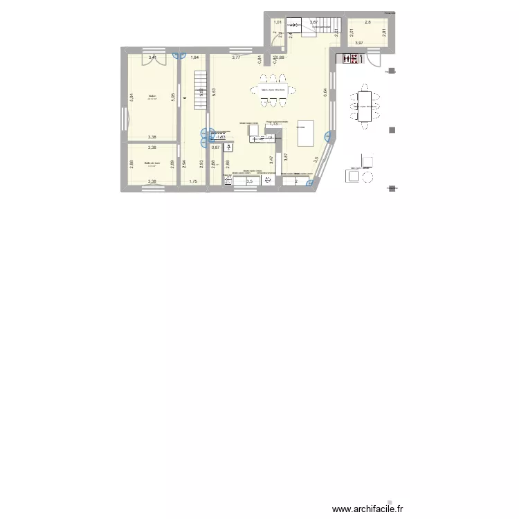 projet agrandissement. Plan de 4 pièces et 129 m²