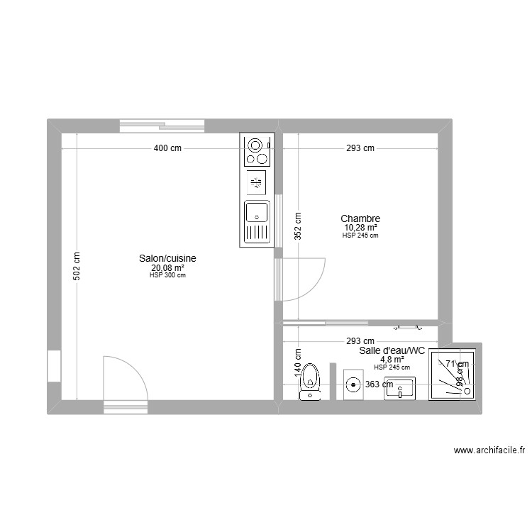 sci massa pierre cenon version 1. Plan de 3 pièces et 35 m2