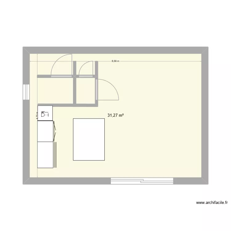 Studio Jo&euml;lle. Plan de 1  et 31 m²